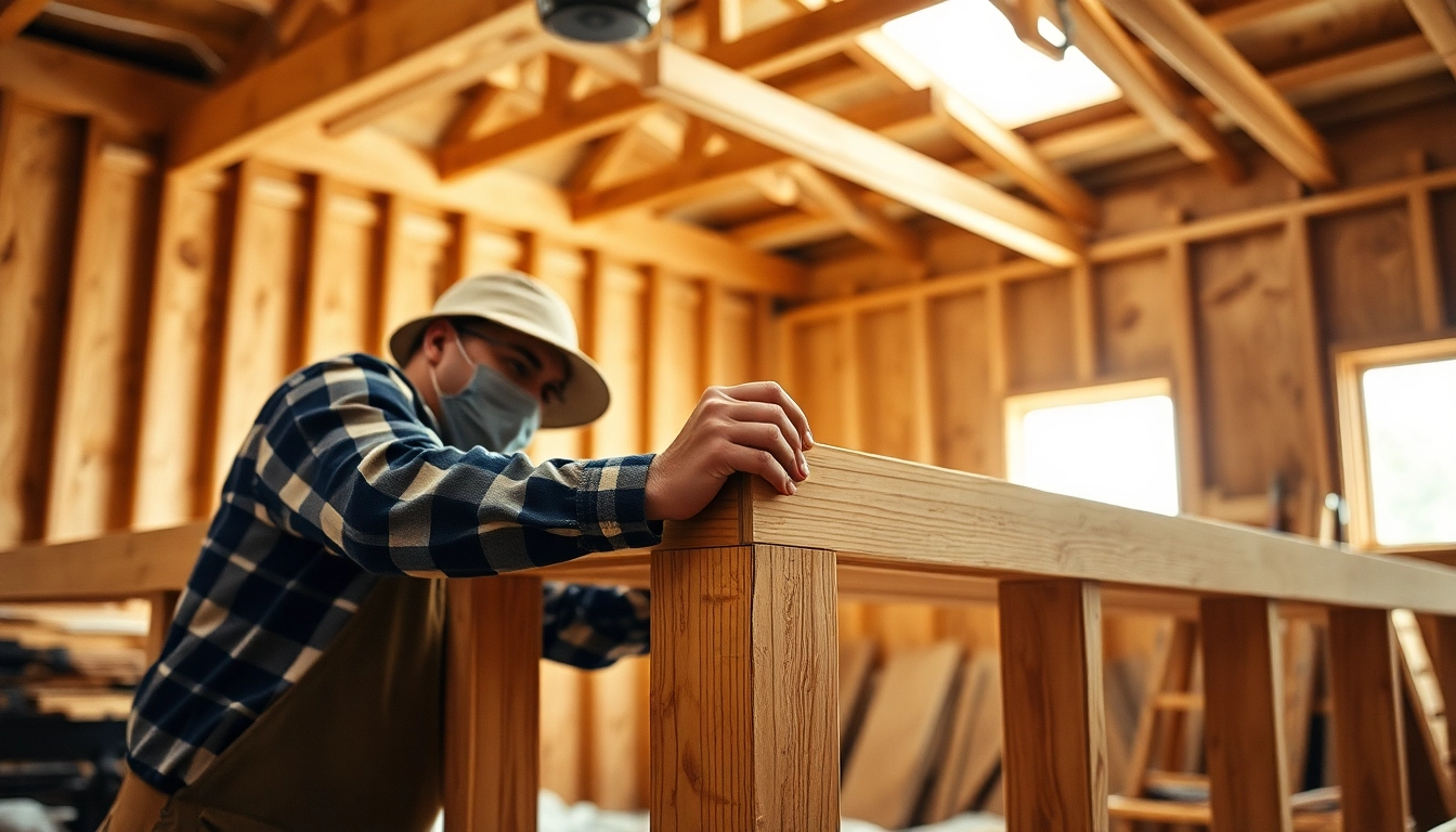 High-quality framing process showing skilled craftsmanship with detailed wood joints and tools, emphasizing construction excellence.